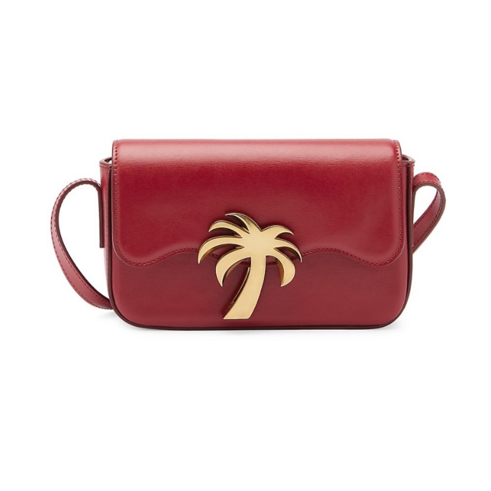 NWT Palm Angles Beach Bridge Flap Palm Buckle Leather Bag Red